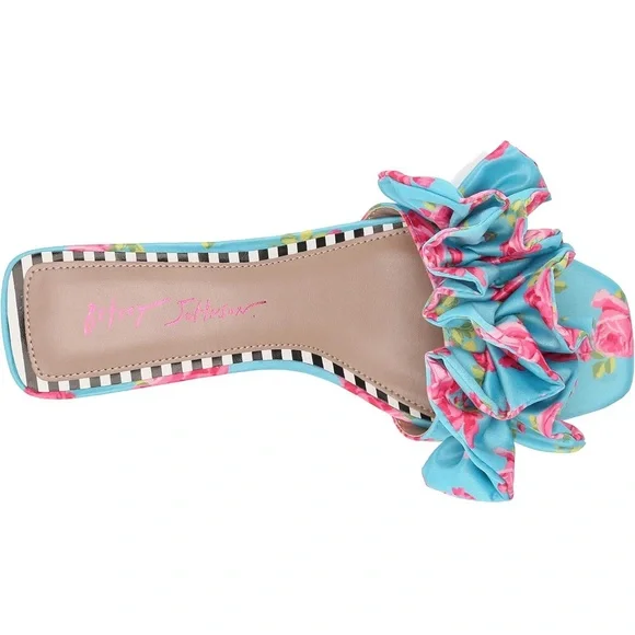 Betsey Johnson- Floral Blue and Pink Women's Sandals - Picture 5 of 9